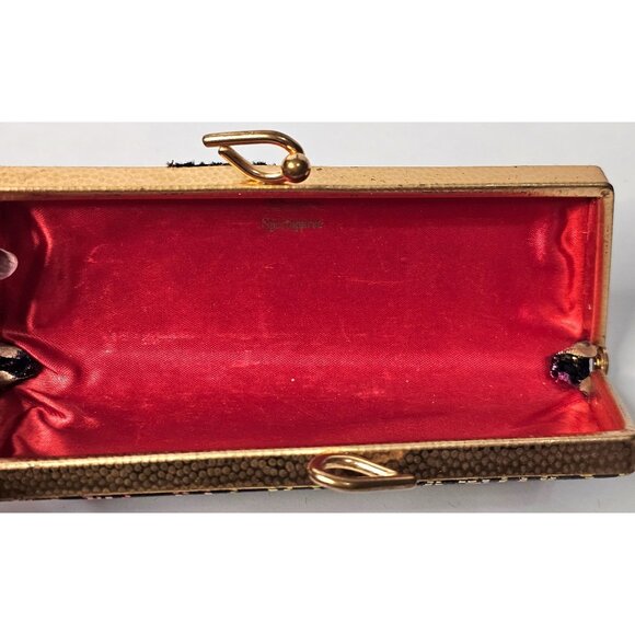 Vintage Opticase SpectaPurse Gold Clasp Geometric Pattern Rectangular Clutch - Picture 7 of 11